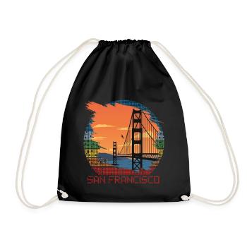 San Francisco Golden Gate Bridge in California Sun - Drawstring Bag - black - Front