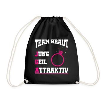 Poltern JGA Frauen Braut Junggesellenabschied - Turnbeutel - Schwarz - Vorne