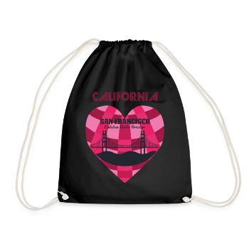 California Retro San Francisco Golden Gate Bridge - Drawstring Bag - black - Front