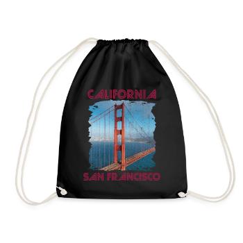 California Love San Francisco Golden Gate Bridge-A - Drawstring Bag - black - Front