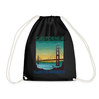 California San Francisco Holiday Golden Gate Brid - Drawstring Bag - black - Front