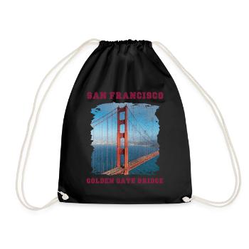 Golden Gate Bridge Souvenir San Francisco California - Drawstring Bag - black - Front