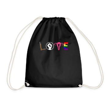 LOVE LGBT Pride Human Rights Uterus - Drawstring Bag - black - Front