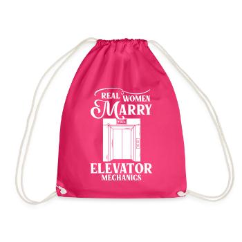 Elevator Elevator System Technician Woman Elevator Elevator - Drawstring Bag - fuchsia - Front