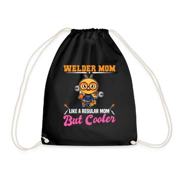 Welder Mom Like A Regualr Mom But Cooler - Drawstring Bag - black - Front
