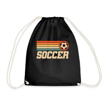 Vintage Soccer Soccer Player Soccer - Drawstring Bag - black - Front