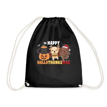 Happy Hallothanksmas Labrador Weihnachten - Turnbeutel - Schwarz - Vorne