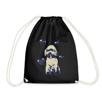 Poodle Dog Hearts Cool Dog Motif Vintage - Drawstring Bag - black - Front