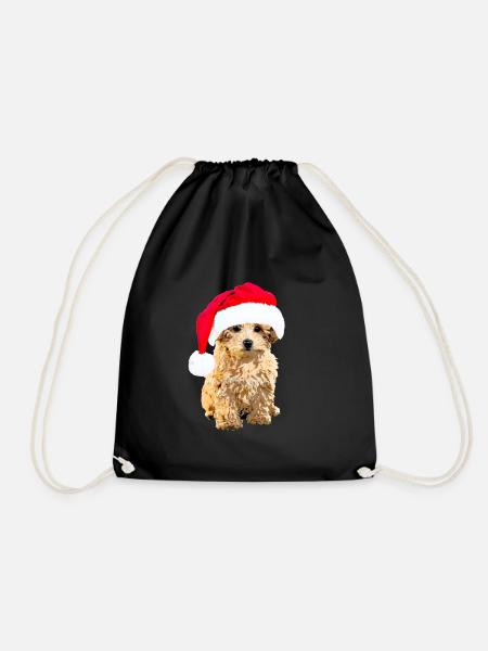 Pudel Hund mit Weihnachtsmütze Weihnachten Hundemo - Turnbeutel - Schwarz
