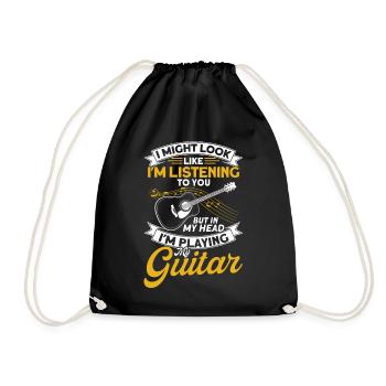 I might look like in listening to you guitar - Drawstring Bag - black - Front