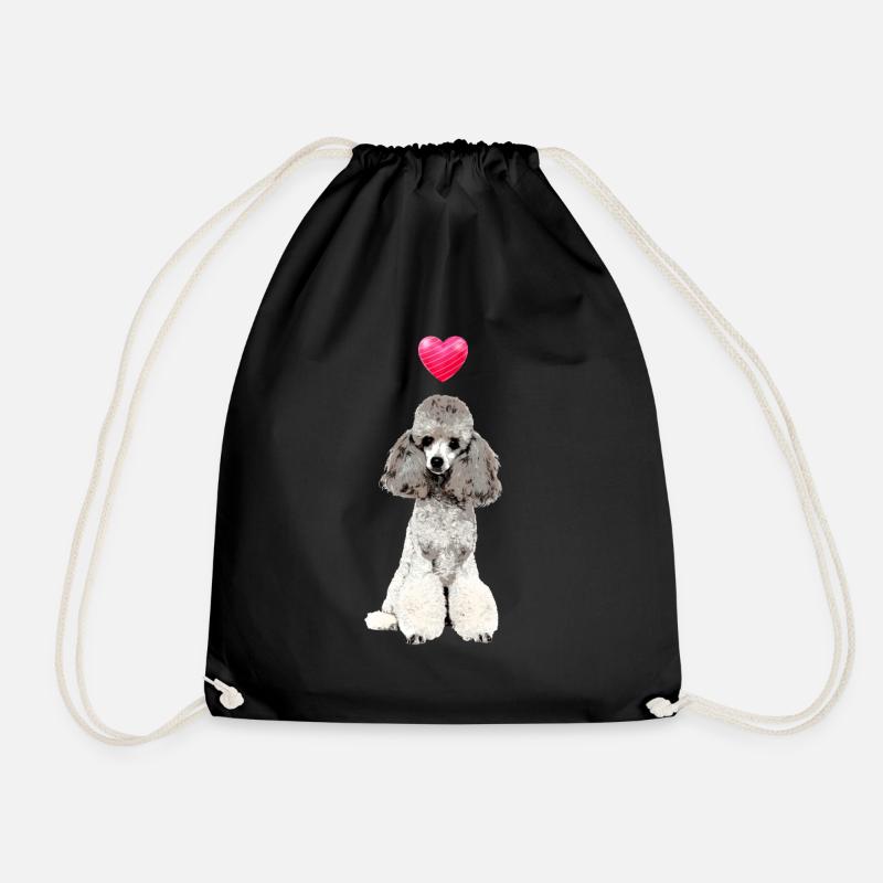 Pudel Hund Herz süßes Pudelmotiv - Turnbeutel - Schwarz