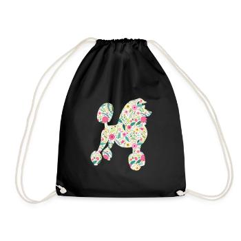 Ladies Caniche Dog Fleurs Ladies Dog Motif - Sac de sport léger - noir - Devant