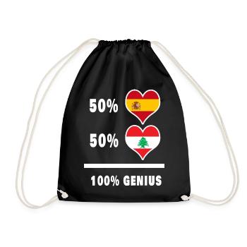 Libanon und Spanien Genie / Geschenk - Turnbeutel - Schwarz - Vorne