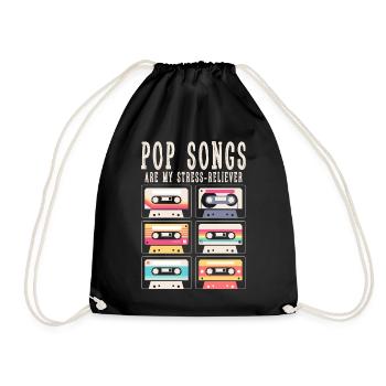 Pop songs are my stress-reliever - Drawstring Bag - black - Front
