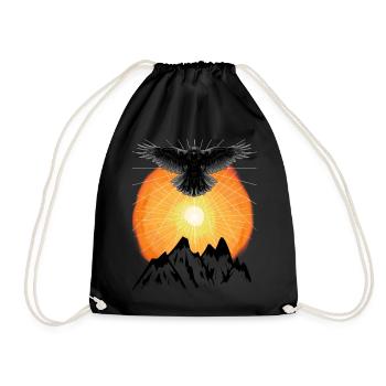 Sunbeams Raven Mountains Beyond Nature Sun - Drawstring Bag - black - Front
