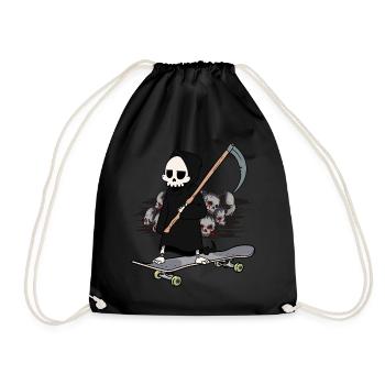 Skateboard Grim Reaper Closing Time End Horror Death - Drawstring Bag - black - Front