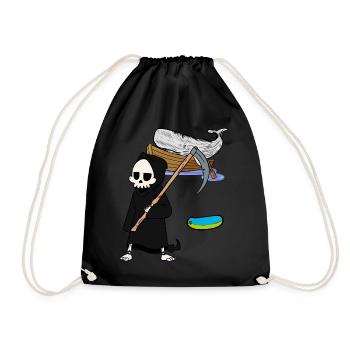 Marine mammals Whale Fish Grim Reaper Environmental protection - Drawstring Bag - black - Front