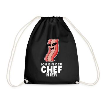 Baby Junge Lustiger Spruch Chef - Turnbeutel - Schwarz - Vorne