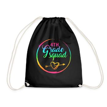 Back to School Shirt, 4th Grade Squad Arrow Tee, - Drawstring Bag - black - Front