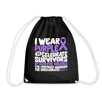Domestic Violence Awareness Shirt, I Wear Purple - Turnbeutel - Schwarz - Vorne