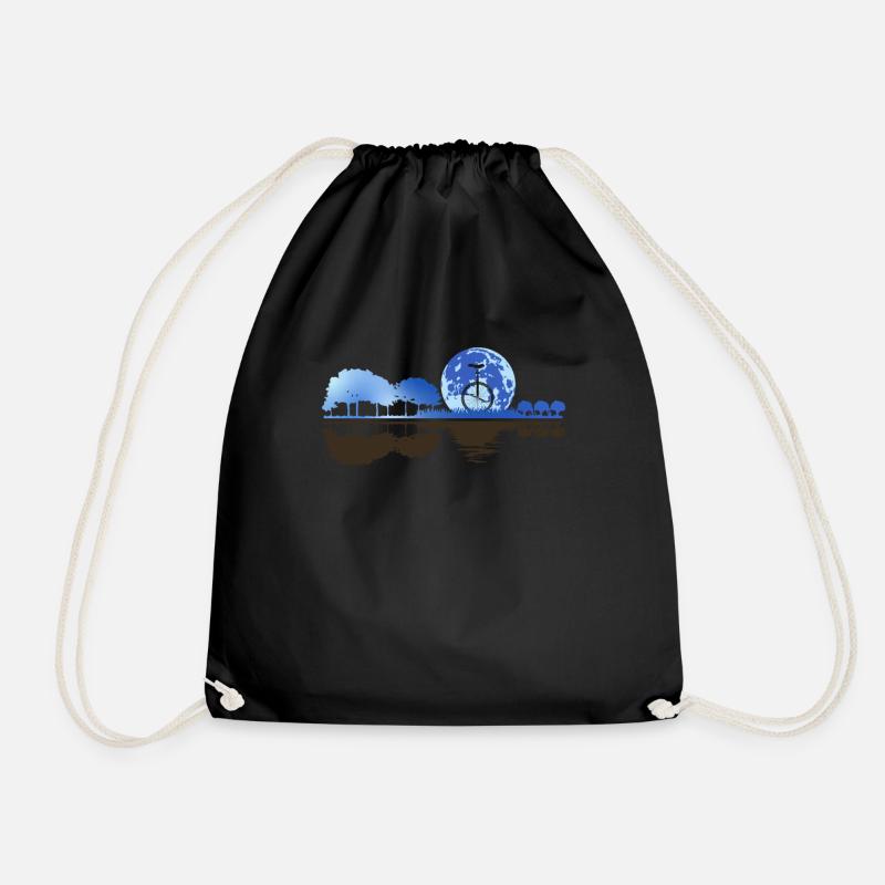 Unicycle Moon Acoustic Guitar Moon Lake Shadow - Drawstring Bag - black