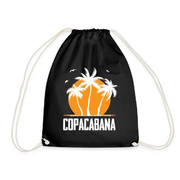 Copacabana Rio Palm Trees Summer Beach Sun Waves U - Drawstring Bag - black - Front