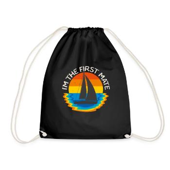 First Maat Sailboat Sailing Sailors Retro Vintage - Drawstring Bag - black - Front