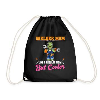 Welder Mom Like A Regualr Mom But Cooler - Drawstring Bag - black - Front