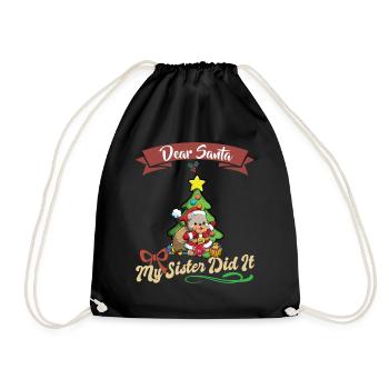 Cher Père Noël Ma sœur l’a fait frères et sœurs Noël - Sac de sport léger - noir - Devant