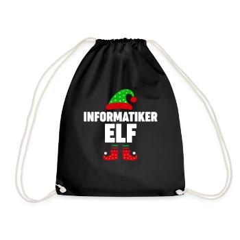 Weinachten Weihnachtself Informatiker Elf Elfen - Turnbeutel - Schwarz - Vorne