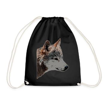 Tête de loup motif d’animal sauvage imprimé avec loup - Sac de sport léger - noir - Devant