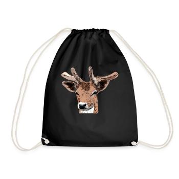 Deer Forest Animal Design - Drawstring Bag - black - Front