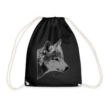 Tête de loup motif d’animal sauvage imprimé avec loup - Sac de sport léger - noir - Devant