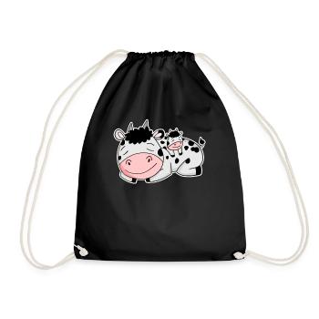 Vache avec bébé vache - Sac de sport léger - noir - Devant