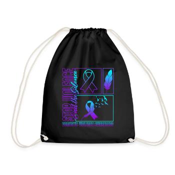 Domestic Violence Awareness Shirt, Stop End The - Drawstring Bag - black - Front
