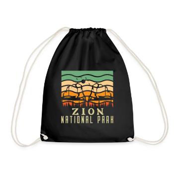 Zion National Park Utah Hiking Camping Outdoor - Drawstring Bag - black - Front
