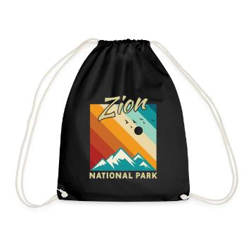 Zion National Park Utah Hiking Camping Outdoor - Drawstring Bag - black - Front