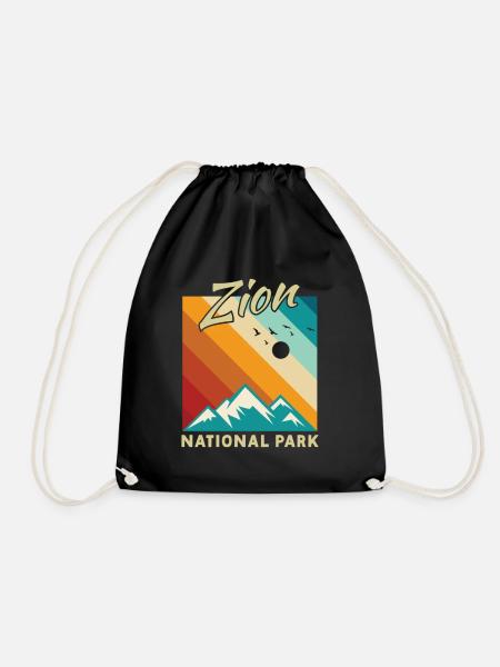 Zion National Park Utah Hiking Camping Outdoor - Drawstring Bag - black