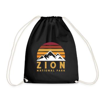 Zion National Park Utah Hiking Camping Outdoor - Drawstring Bag - black - Front
