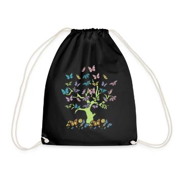 Bunte Schmetterlinge Wald Natur Bäume Bewahrung - Turnbeutel - Schwarz - Vorne