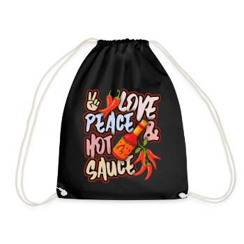 Pepperoni, sauce piquante au poivre, paix et amour - Sac de sport léger - noir - Devant