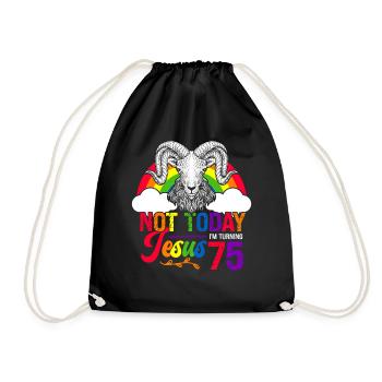 Not today Jesus I will be 75 Rainbow sheep - Drawstring Bag - black - Front