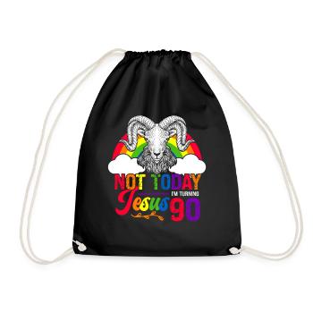 Not today Jesus I will be 90 Rainbow sheep - Drawstring Bag - black - Front