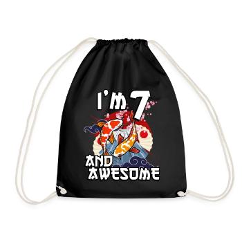 I' and awesome Japanese carp koi - Drawstring Bag - black - Front
