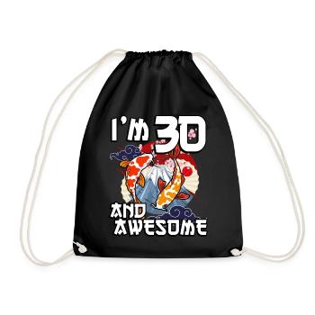 I'm 30 and awesome Japanese carp koi - Drawstring Bag - black - Front