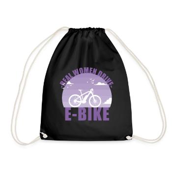 E-Bike Bike E Bike Battery Women Gift - Drawstring Bag - black - Front