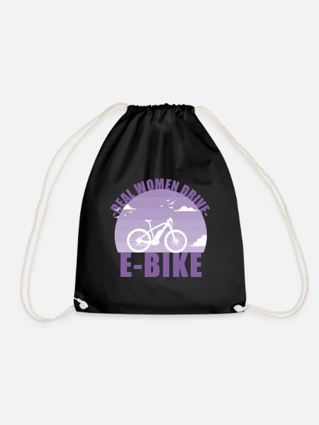 E-Bike Bike E Bike Battery Women Gift - Drawstring Bag - black