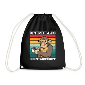 Affen Kaffee - Offizielles Sonntagsshirt Orang-Uta - Turnbeutel - Schwarz - Vorne