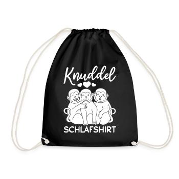 Knuddel Schlafshirt Affen - Süße Affen Orang-Utan - Turnbeutel - Schwarz - Vorne