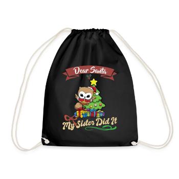 Cher Père Noël Ma sœur l’a fait frères et sœurs Noël - Sac de sport léger - noir - Devant